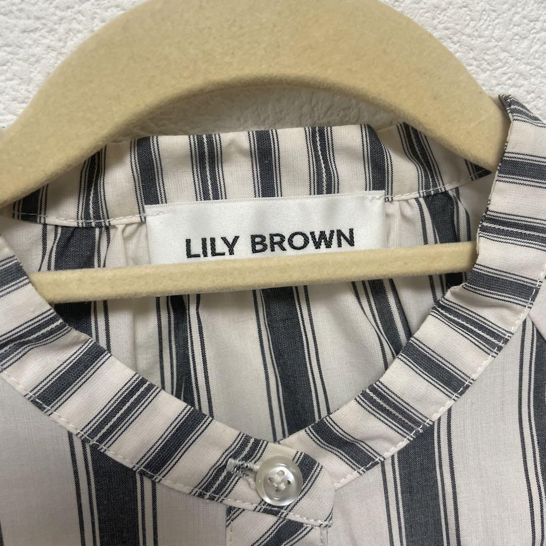 LILYBROWN 先染めストライプビブヨークブラウス