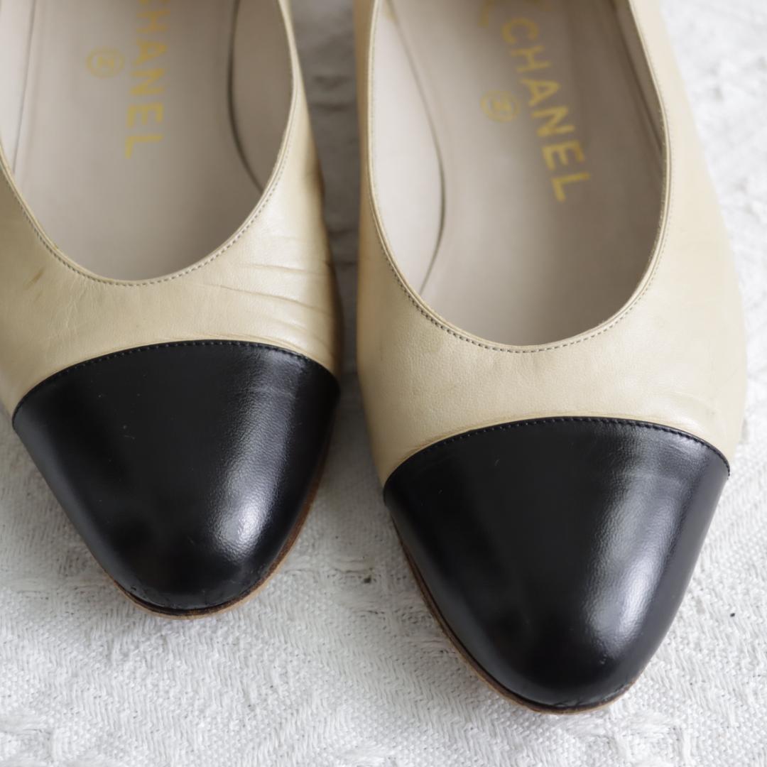 CHANEL シャネル バイカラー パンプス レザーシューズ ベージュ