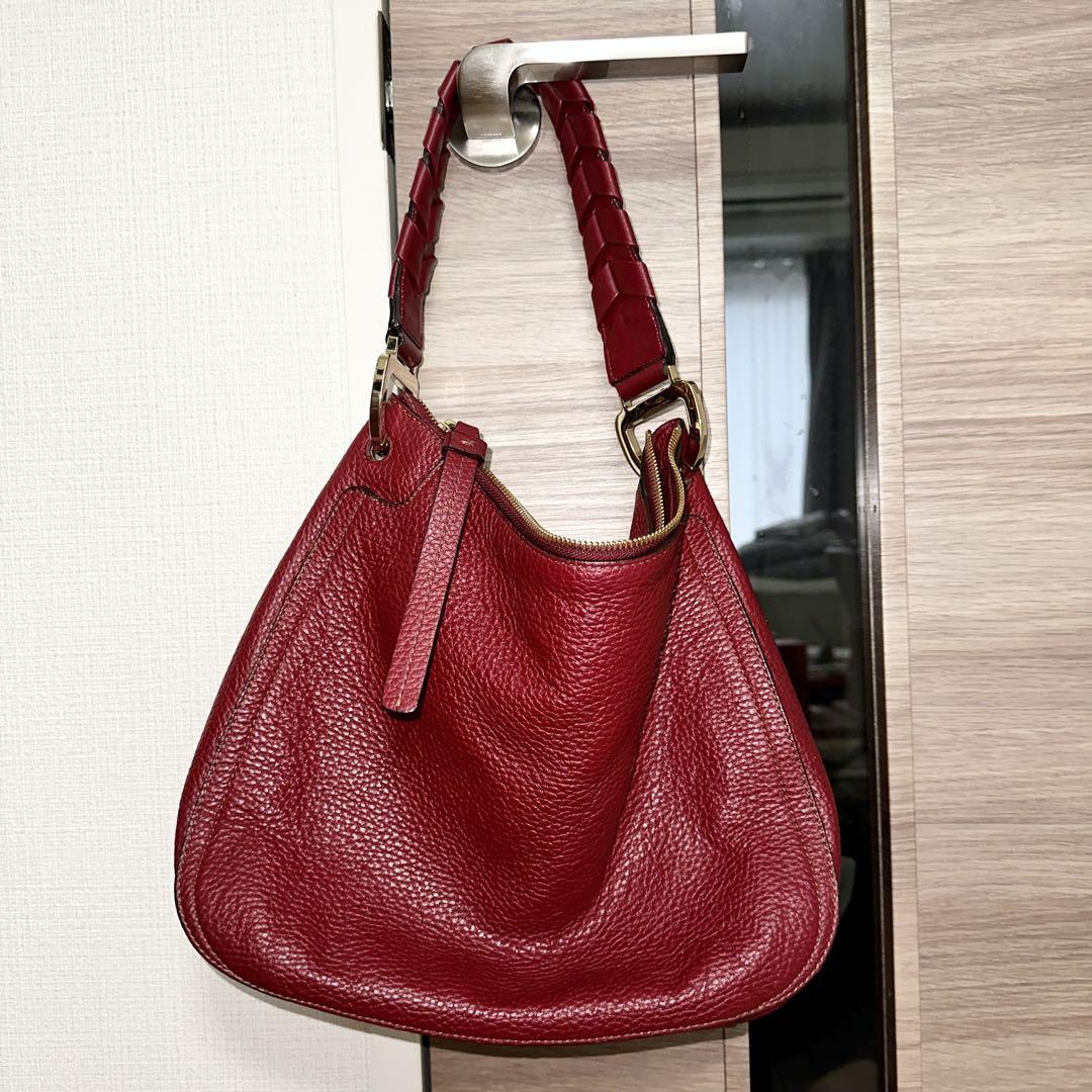 Furla フルラ 花柄 タンポポ ハンドバッグ トートバッグ レッド