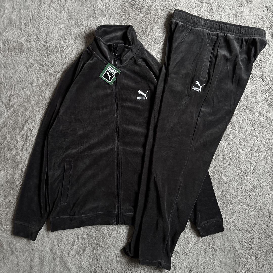 新品 PUMA プーマ ベロア セットアップ ブラック Lサイズ