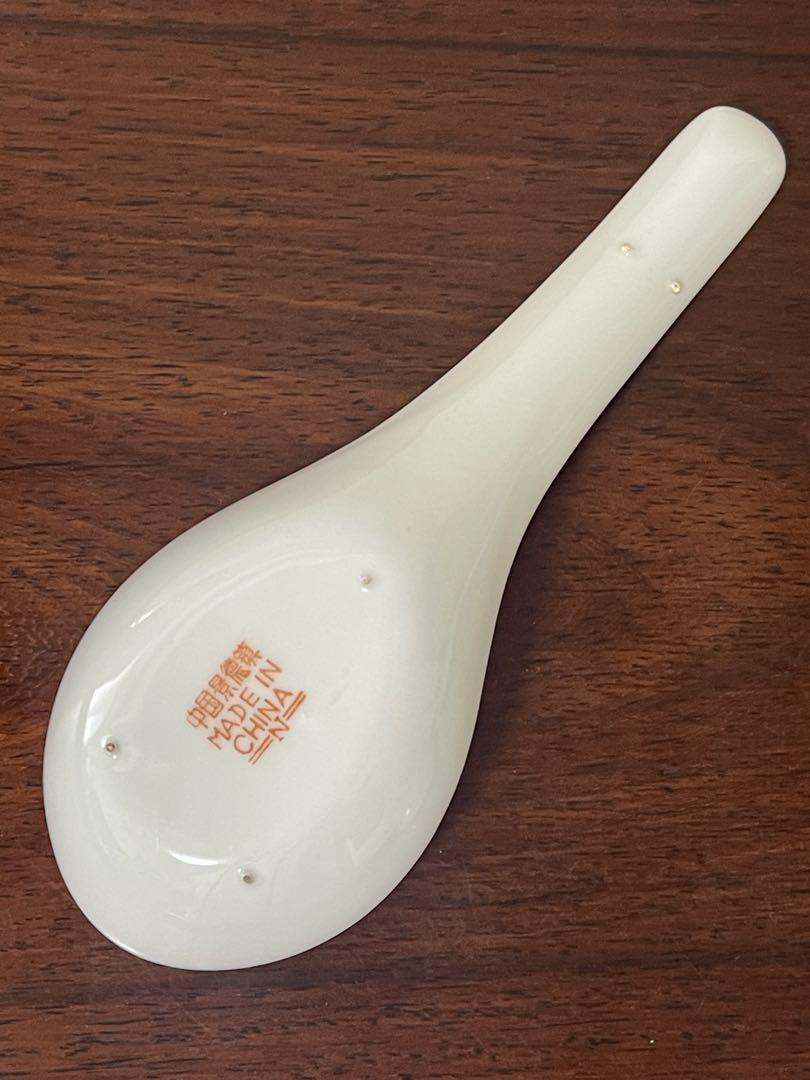 中国景德鎮60～70年代輸出品.金地百花牡丹柄レンゲ5本セット。希少美品。蔵品。