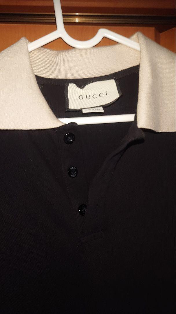GUCCIネイビー ベージュ 襟 ポロシャツ