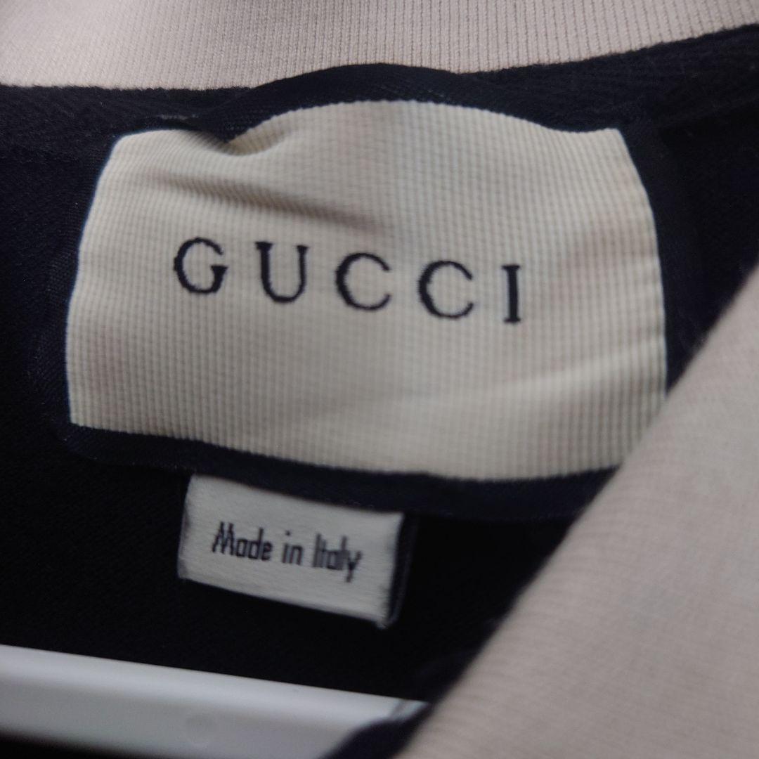 GUCCIネイビー ベージュ 襟 ポロシャツ