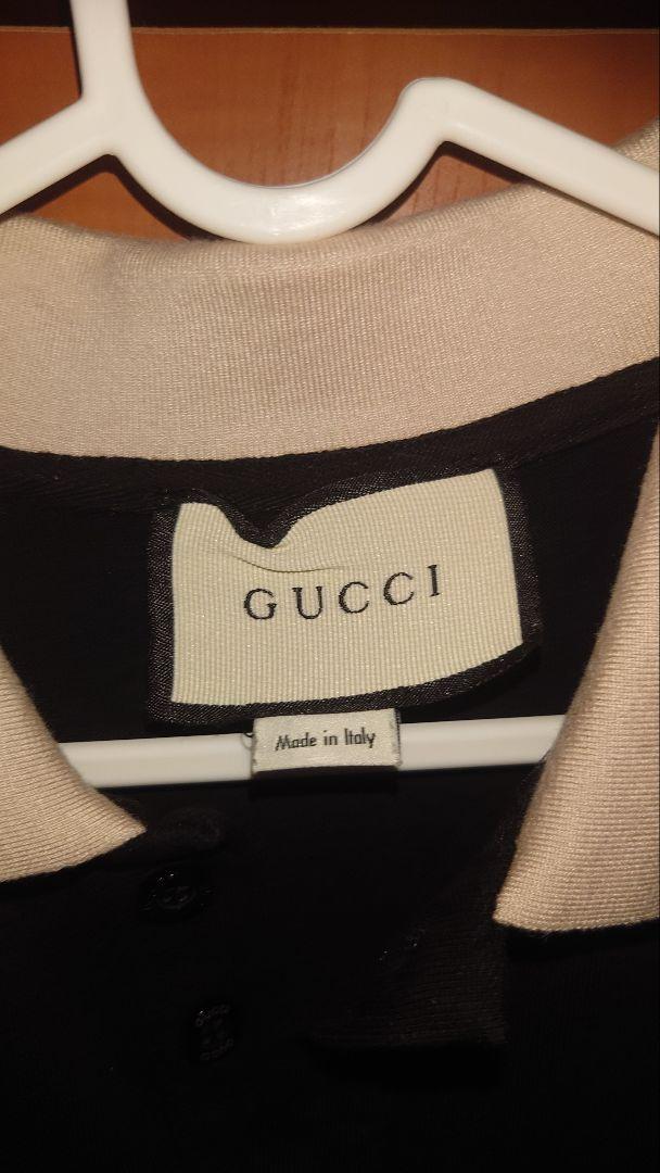 GUCCIネイビー ベージュ 襟 ポロシャツ