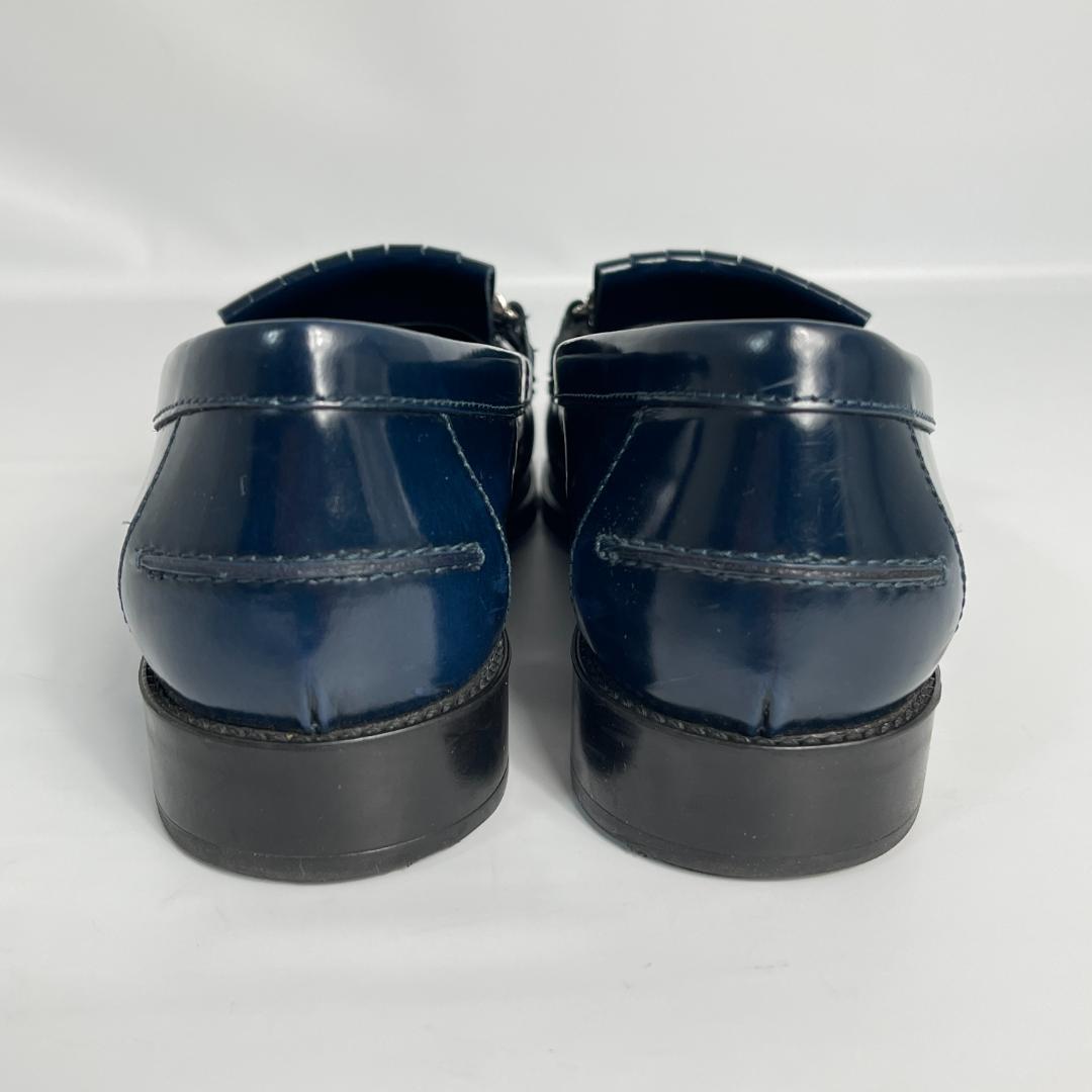 良品】TOD'S トッズ ローファー ダブルT フリンジ ネイビー