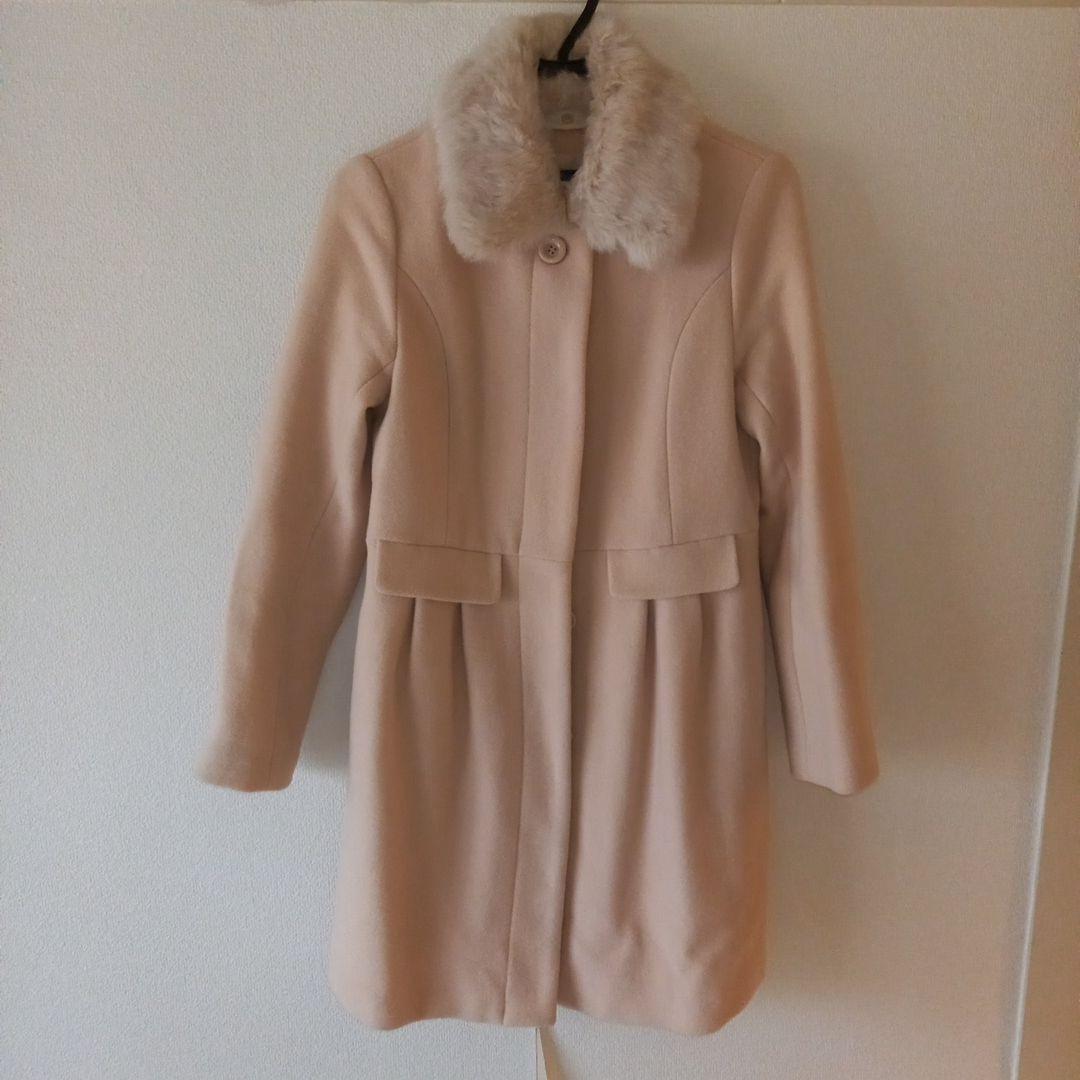 テチチ ファー襟付きベージュロングコート 不可M Te chichi