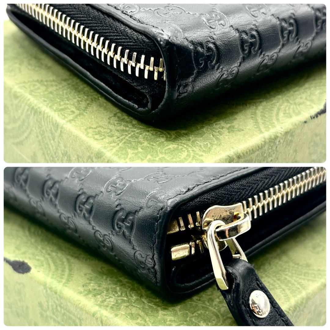 ✨極美品✨GUCCI　二つ折り 財布　マイクロ グッチ シマ　ラウンドファスナー