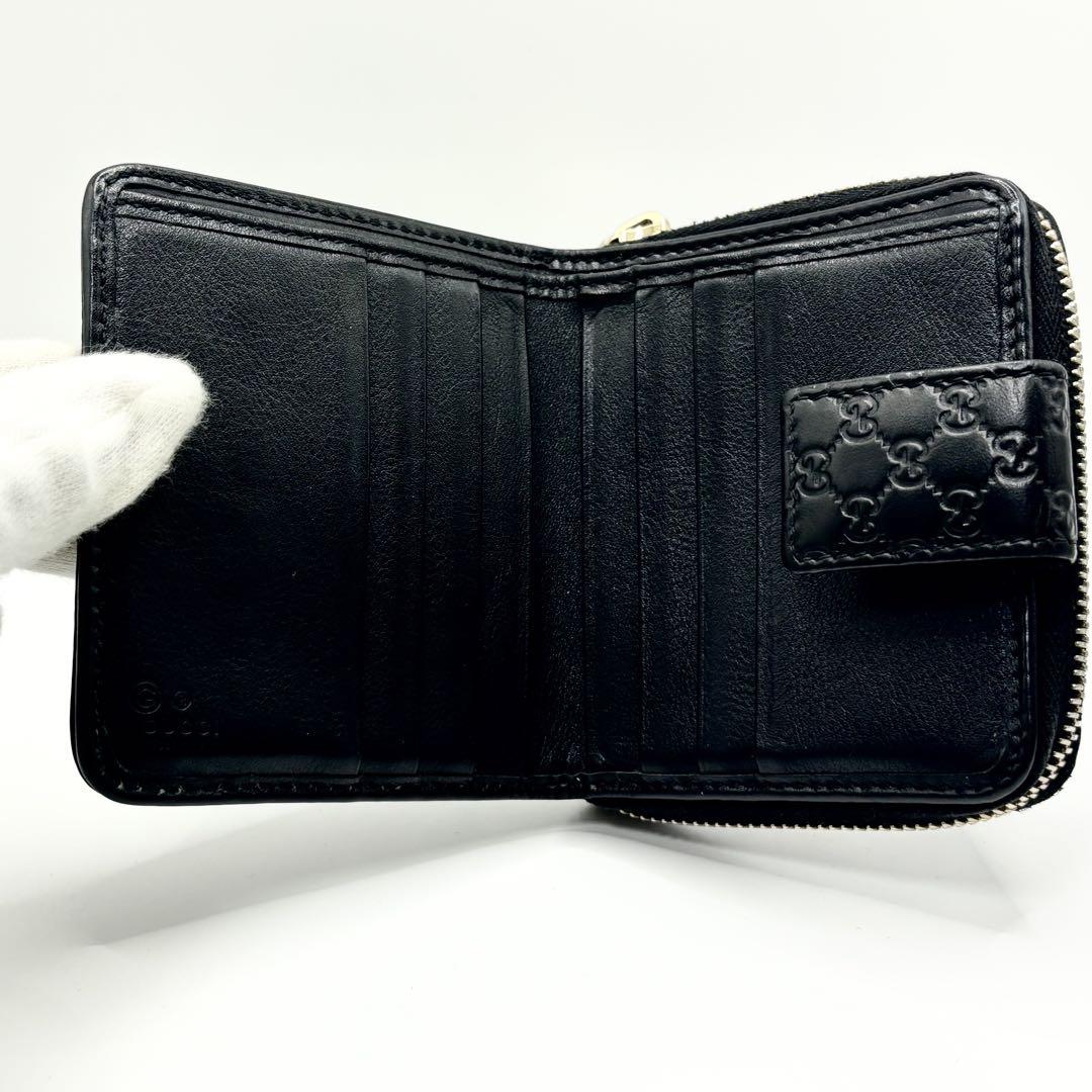 ✨極美品✨GUCCI　二つ折り 財布　マイクロ グッチ シマ　ラウンドファスナー
