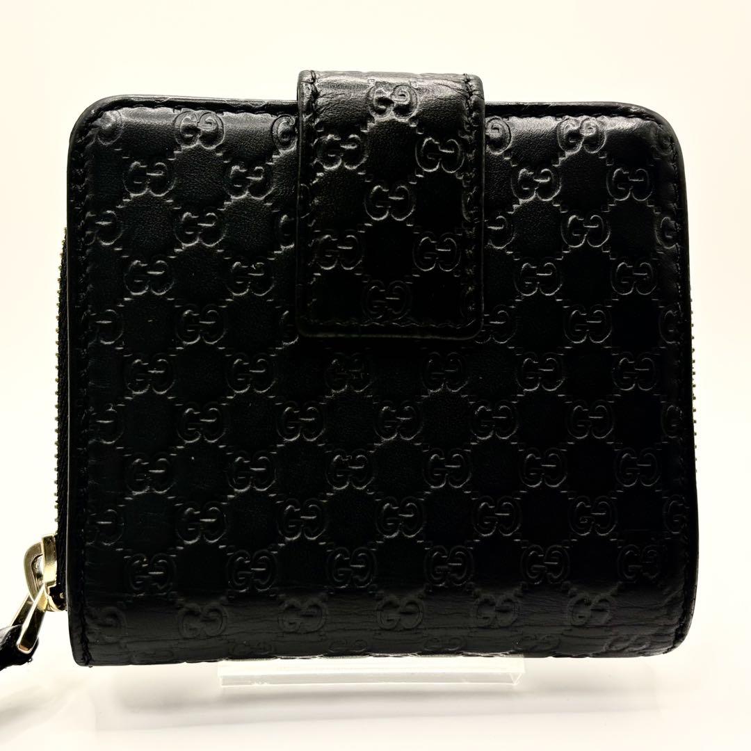 ✨極美品✨GUCCI　二つ折り 財布　マイクロ グッチ シマ　ラウンドファスナー