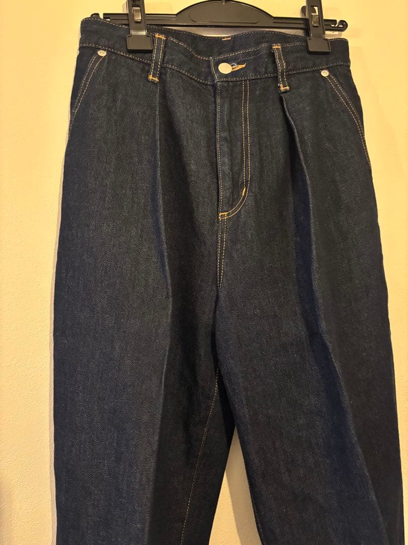 ハイウエストデニムパンツ ダークブルー ハイウエストデニムパンツ ダークブルー