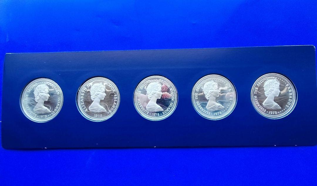 イギリス　クラウン銀貨プルーフセット（戴冠25周年記念）5種5枚　1978年