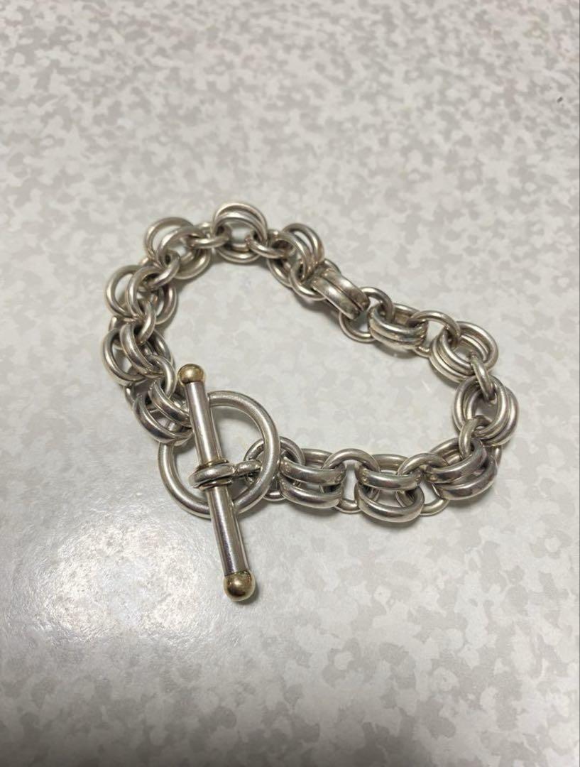 希少 ヴィンテージ ティファニー コンビ ブレスレット チェーン 925 K18