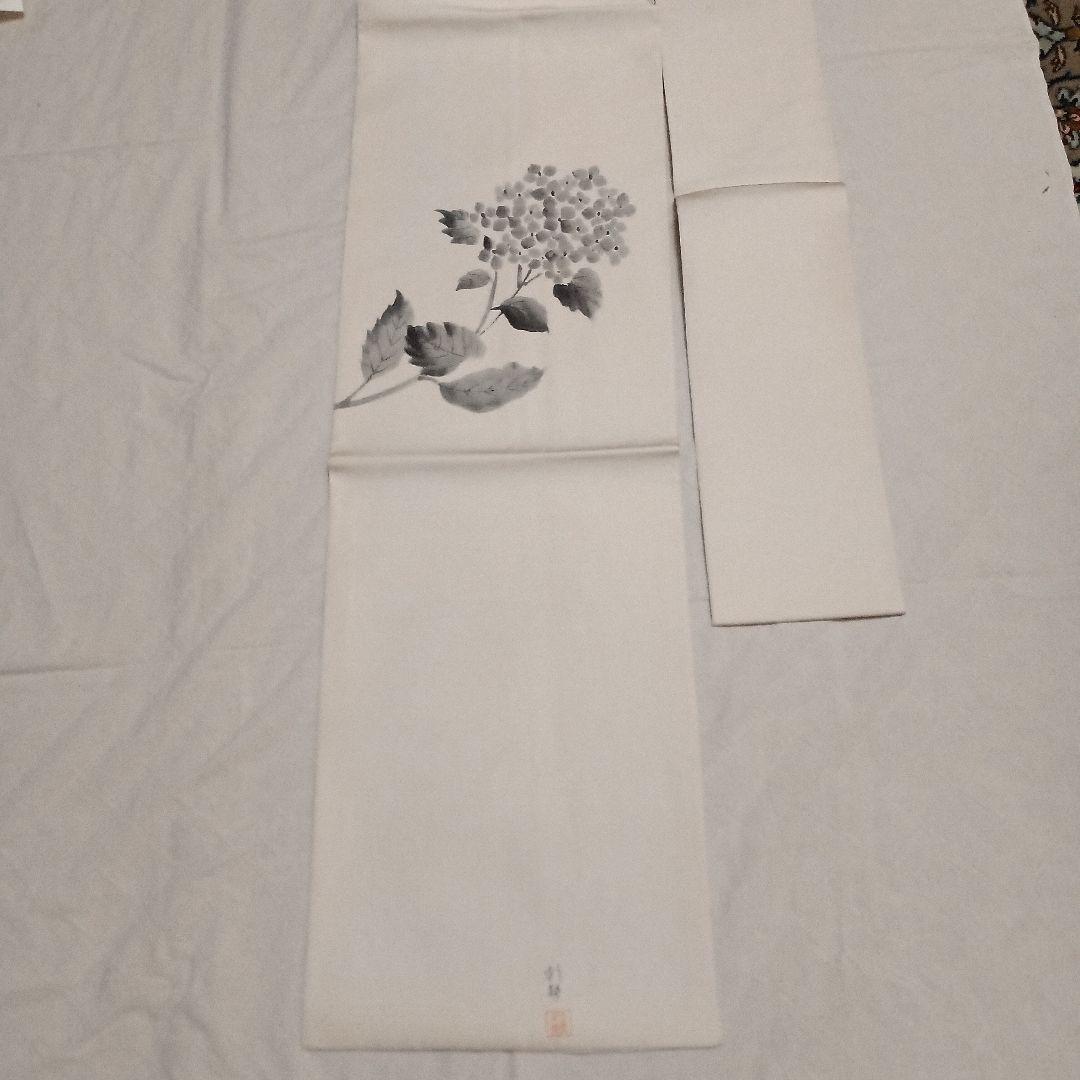 墨絵紫陽花 ◆白っぽいクリーム色地 作家物