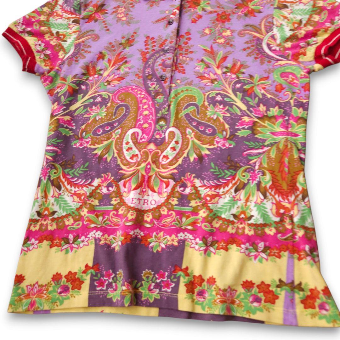 ETROエトロ　ペイズリー柄　半袖ポロシャツ　総柄　派手　Mサイズ ETRO(エトロ) ペイズリー柄ポロ マルチ サイズ XXL｜【公式