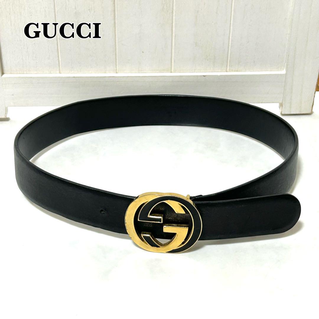 GUCCI グッチ インターロッキング GGバックル レザー ベルト