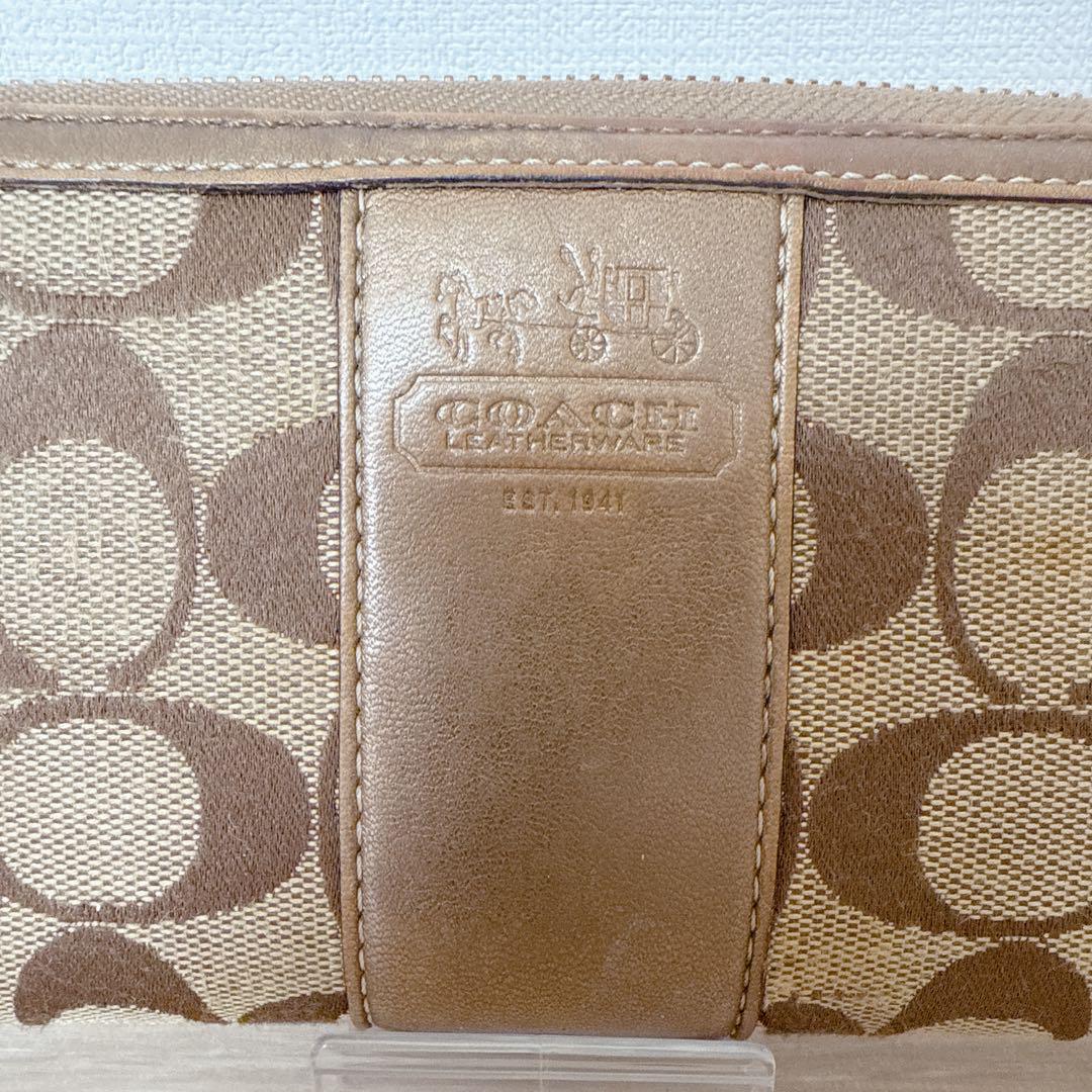 ラスト1点♡COACH コーチ 長財布 ベージュ シグネチャー リップ くちびる クーポン】コーチ 長財布 シグネチャー ブラウン ベージュ