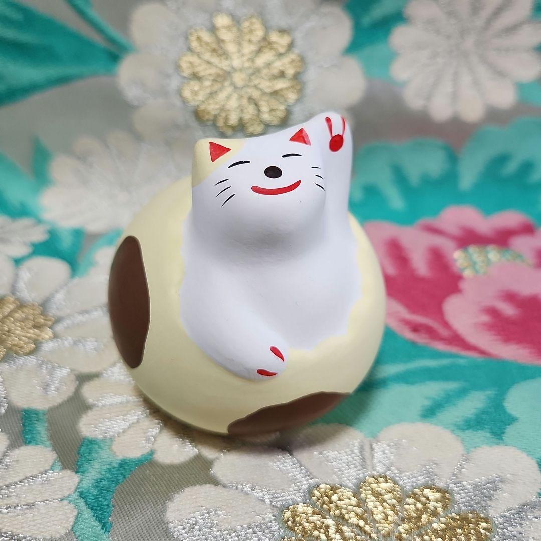 輪葉葉 招き猫 たまご猫 左手上げ 縁起物 レア 希少 画像1