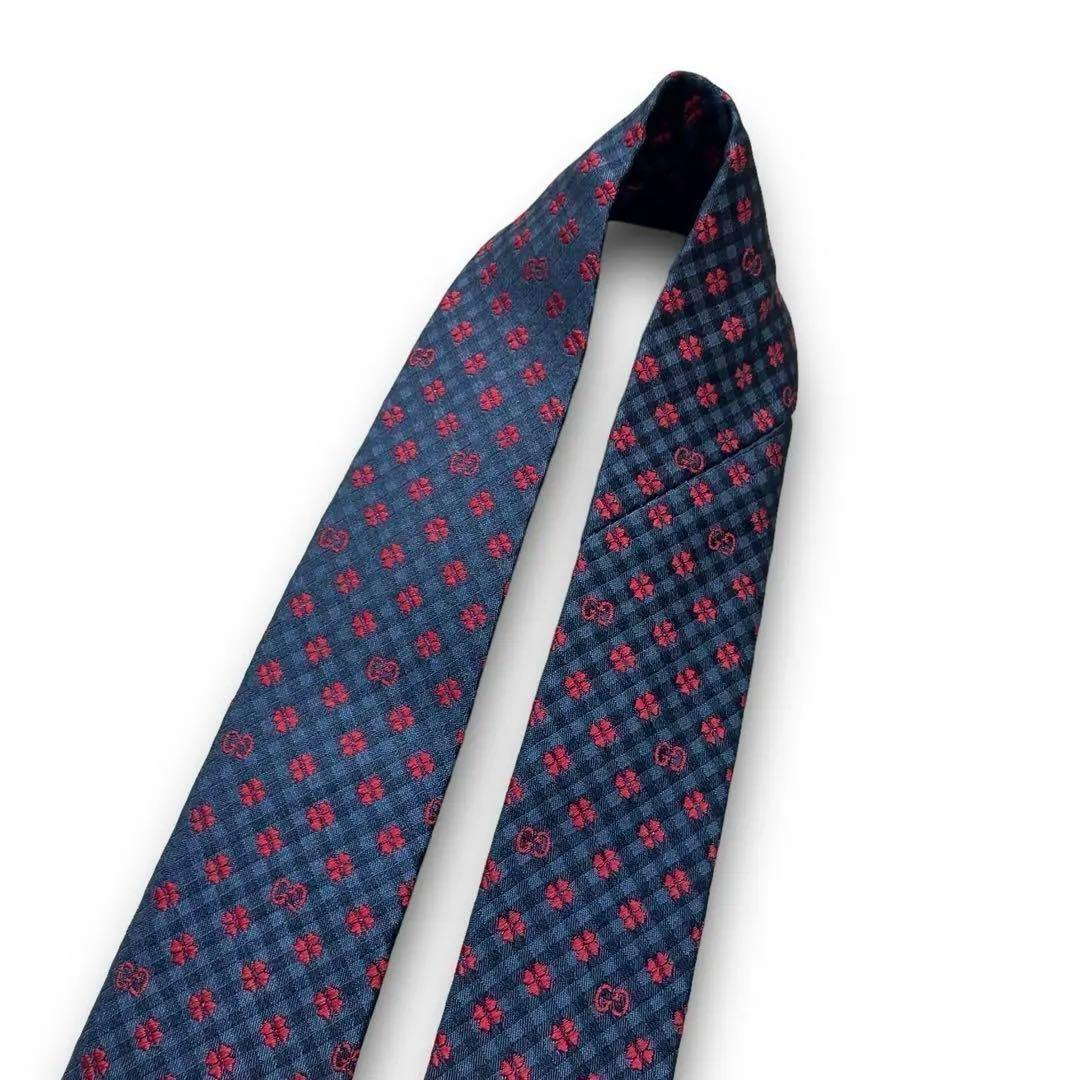 未使用美品✨現行タグ✨GUCCI ネクタイ　グッチ　GG柄　クローバー　ナロー