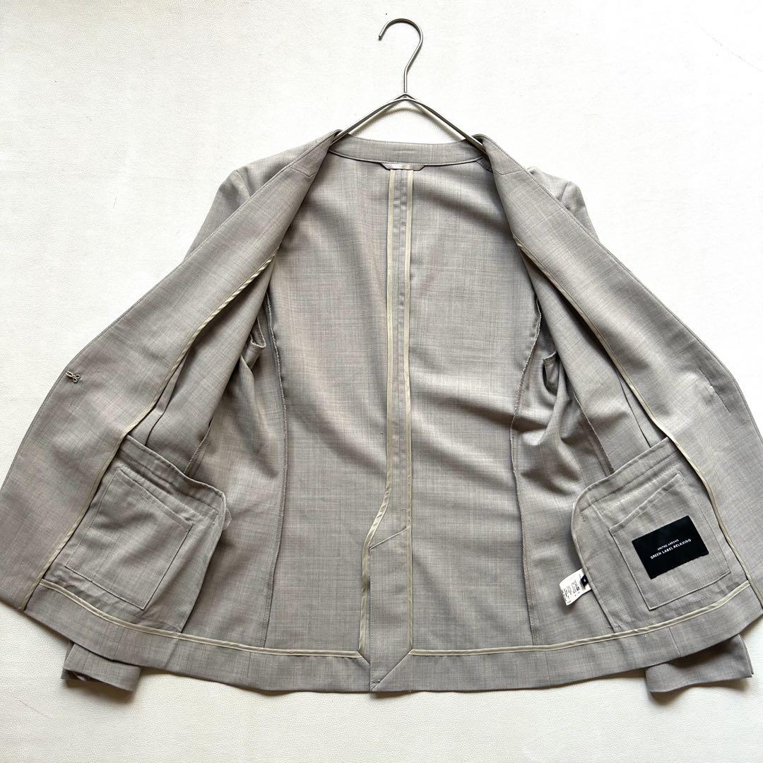 276GLR 手洗可◎23SSストレッチウールノーカラージャケット38ベージュM