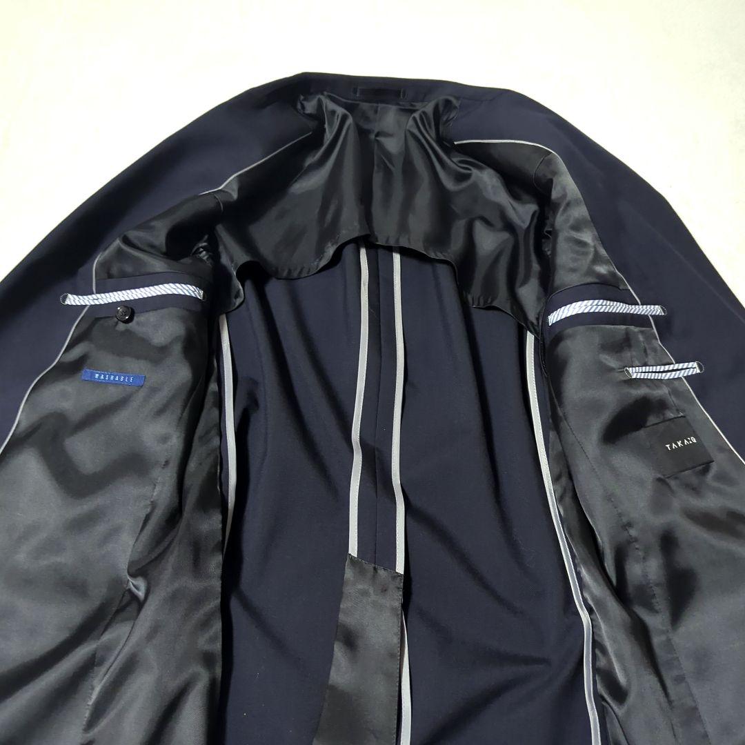 【TAKA Q】美品 ネイビー ウォッシャブル セットアップ スーツ Y7