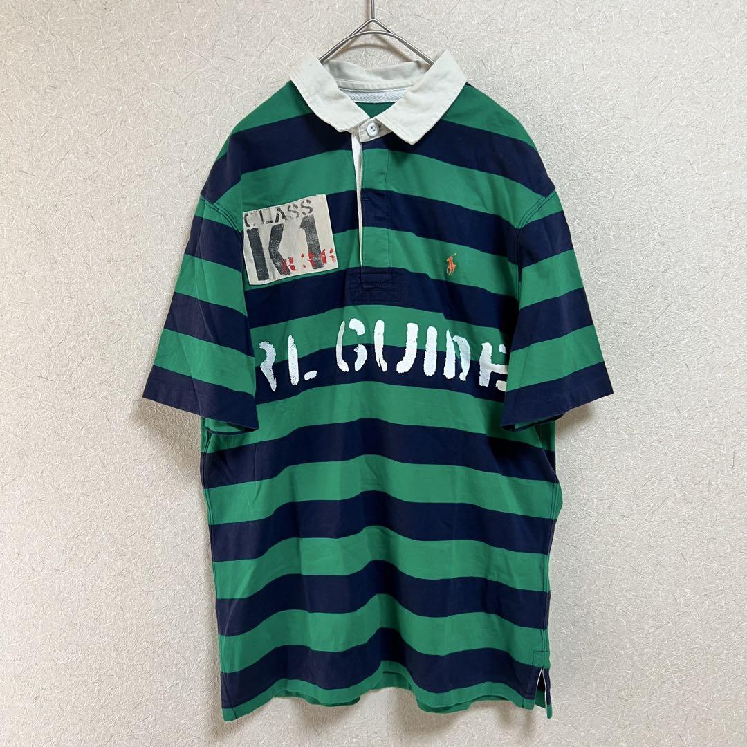 レアデザイン90s US古着○ポロバイラルフローレン ボーダーポロシャツ 2XL ☆超目玉】 レア90s USA古着○ポロバイラルフローレン ボーダー