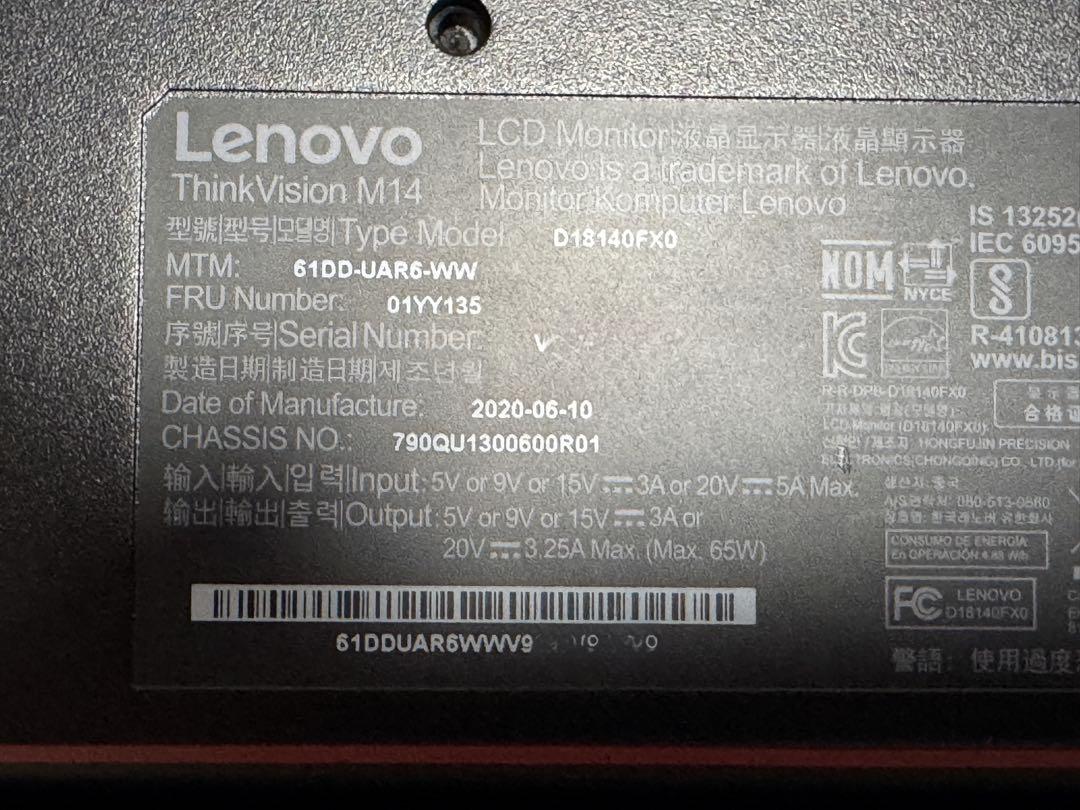 ディスプレイ・モニター本体 Thinkvision M14