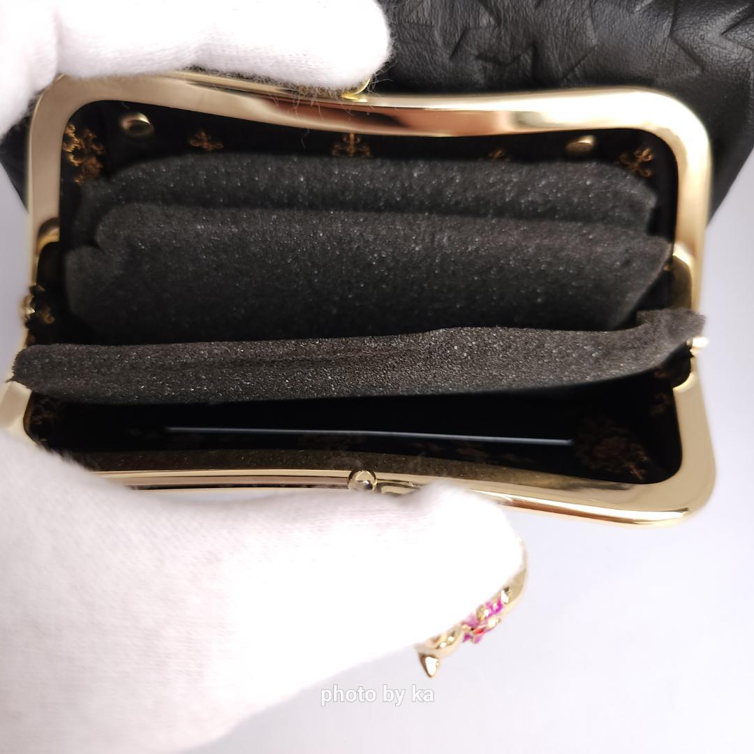 ANNA SUI　折り財布　プレイングキャット　ブラック　レザー　がま口　金具 楽天市場】アナスイ 長財布 二つ折り 本革 猫 がま口 プレイング