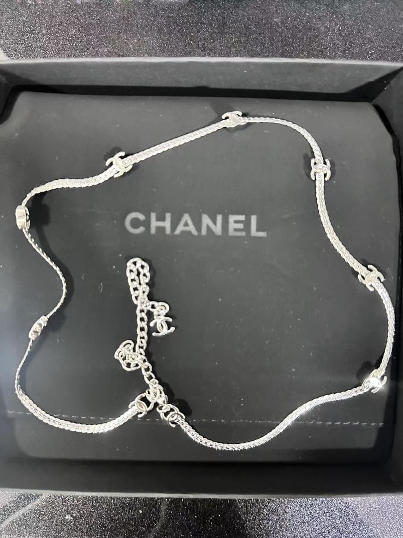 美品CHANEL シルバー 2Cネックレス