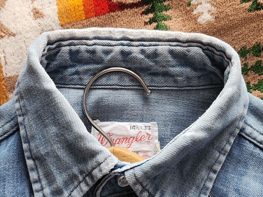 70sラングラーWranglerデニムウエスタンシャツビンテージS Wrangler