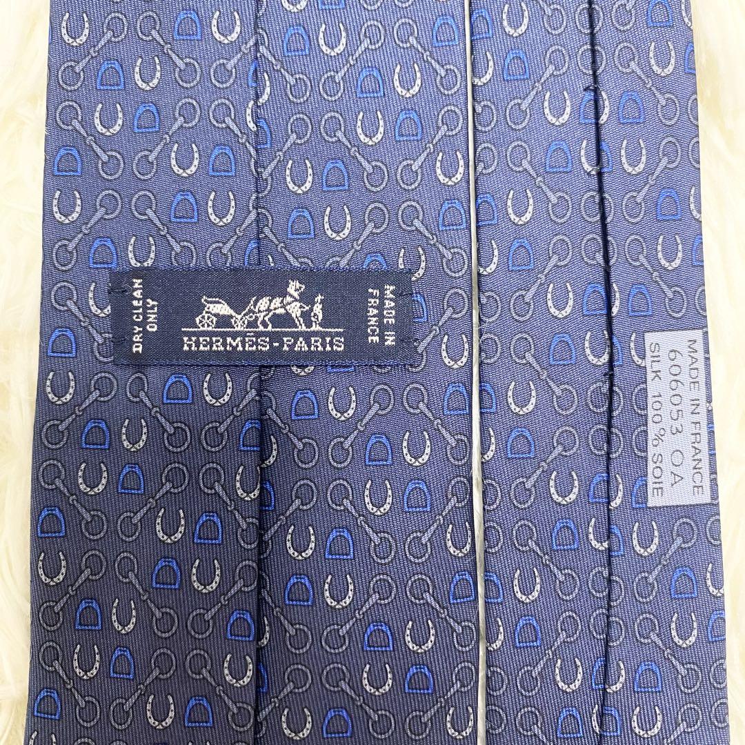 美品】HERMÈS エルメス ネクタイ シルク100% 馬具柄 ホース