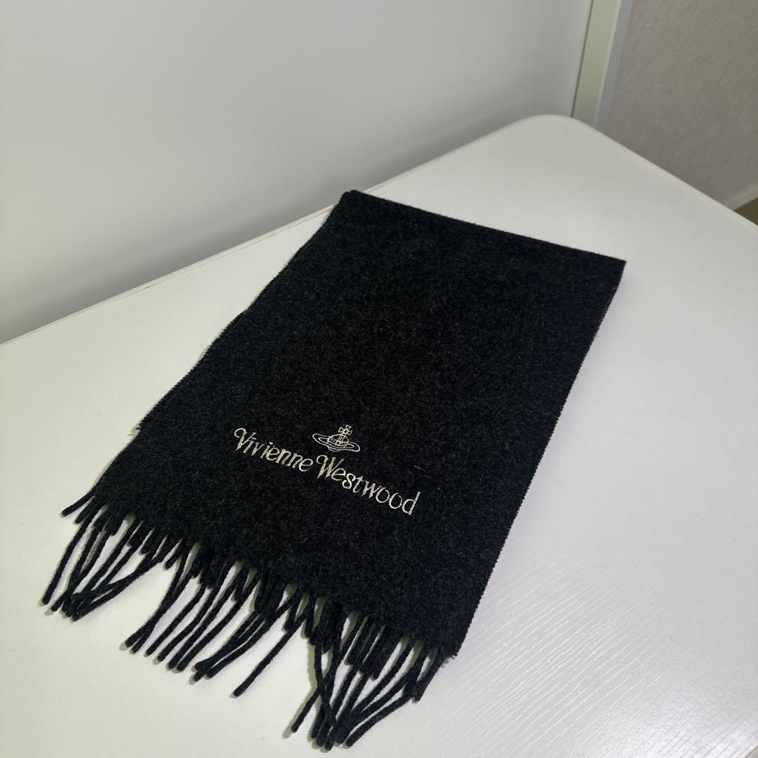 【人気】Vivienne Westwood マフラー チャコールグレー　ウール