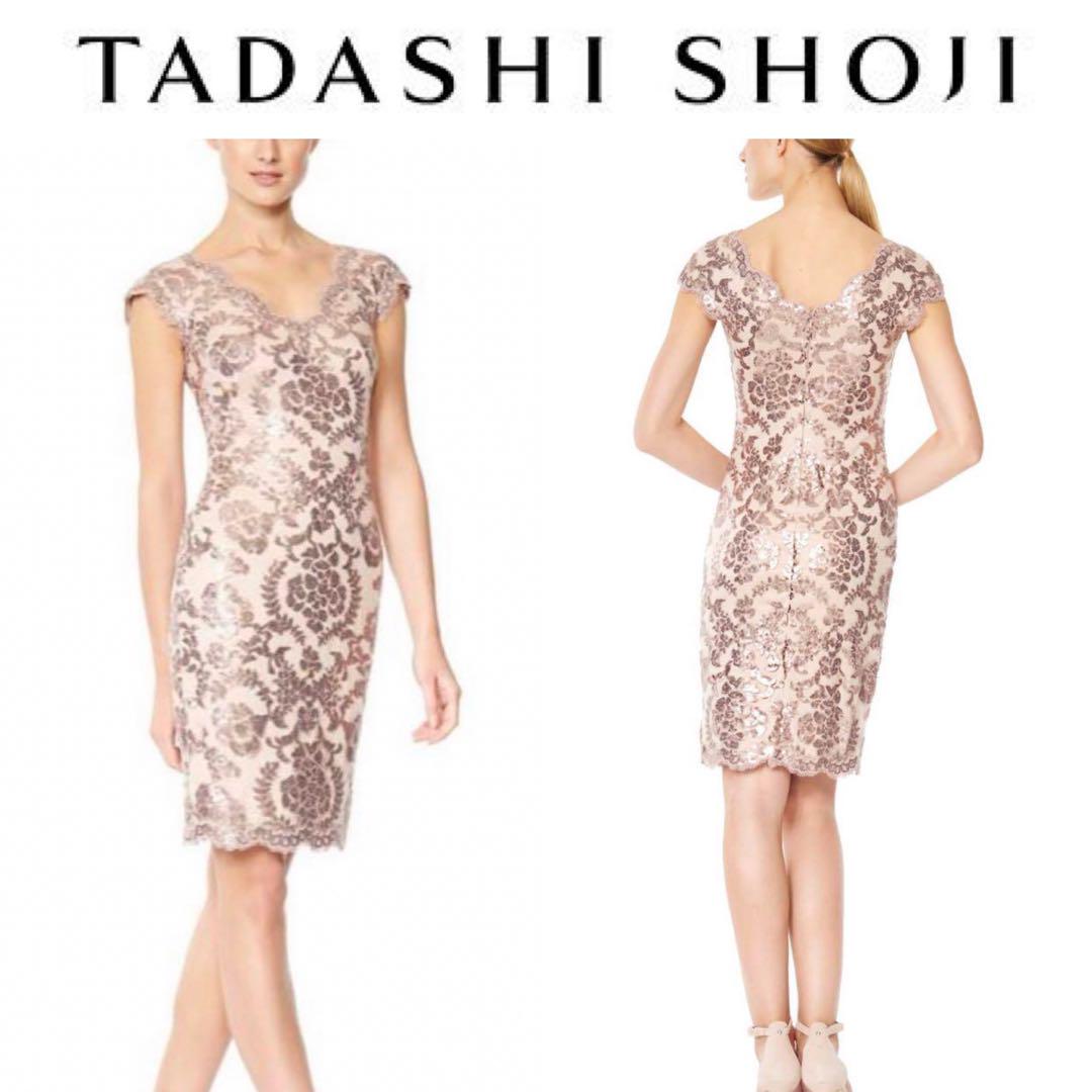 TADASHISHOJI】スパンコールワンピースドレス【新品タグ付き】 TADASHISHOJI】スパンコールワンピースドレス【新品タグ付き】