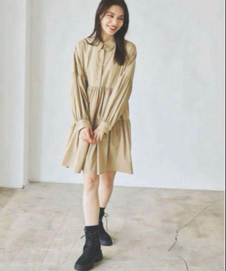 ❤️新品❤️LAVANDAラバンダ 宇野実彩子 ティアードシャツワンピース ベージュワンピース