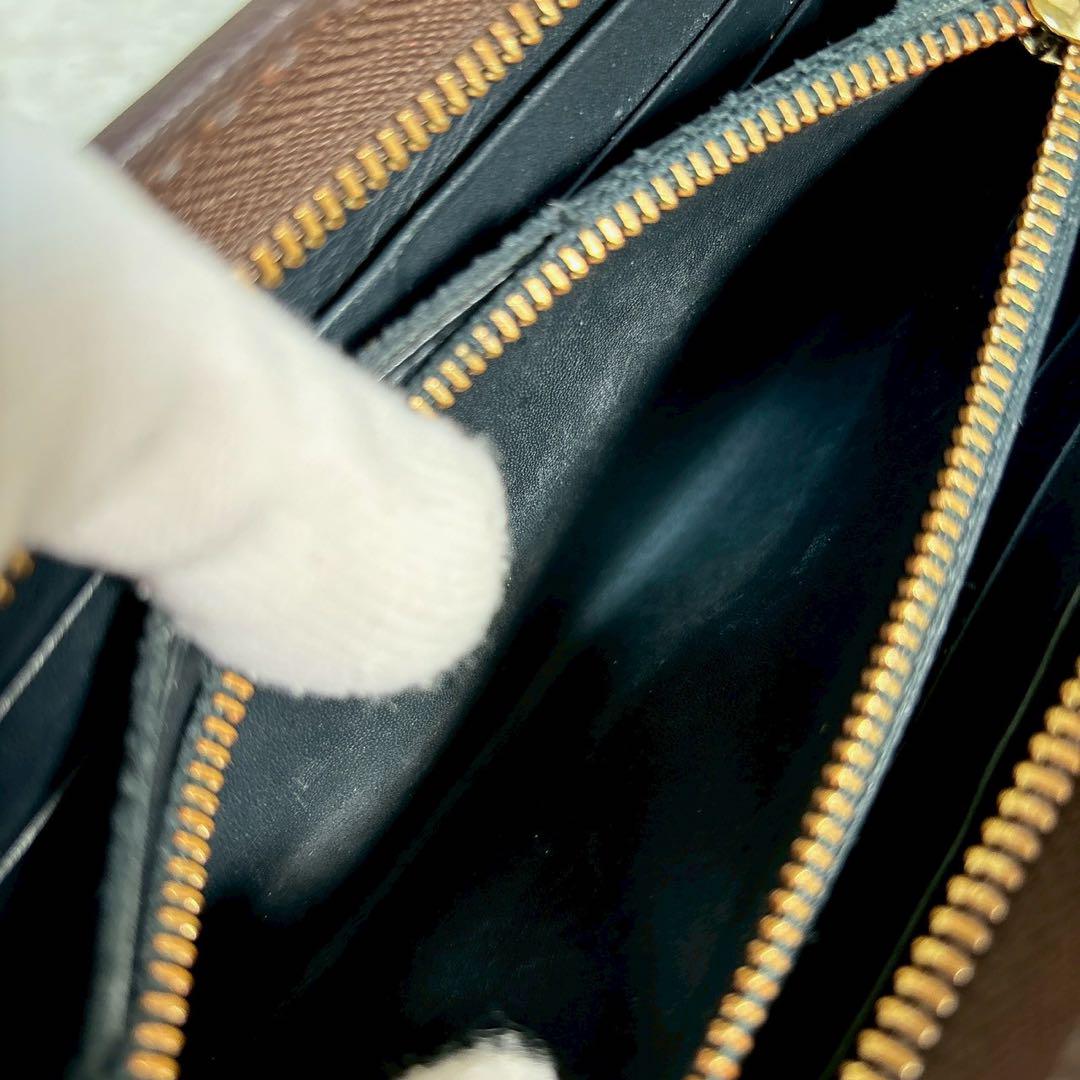 LOEWE ロエベ ブラウン レザー アナグラム　長財布　ラウンドジップ