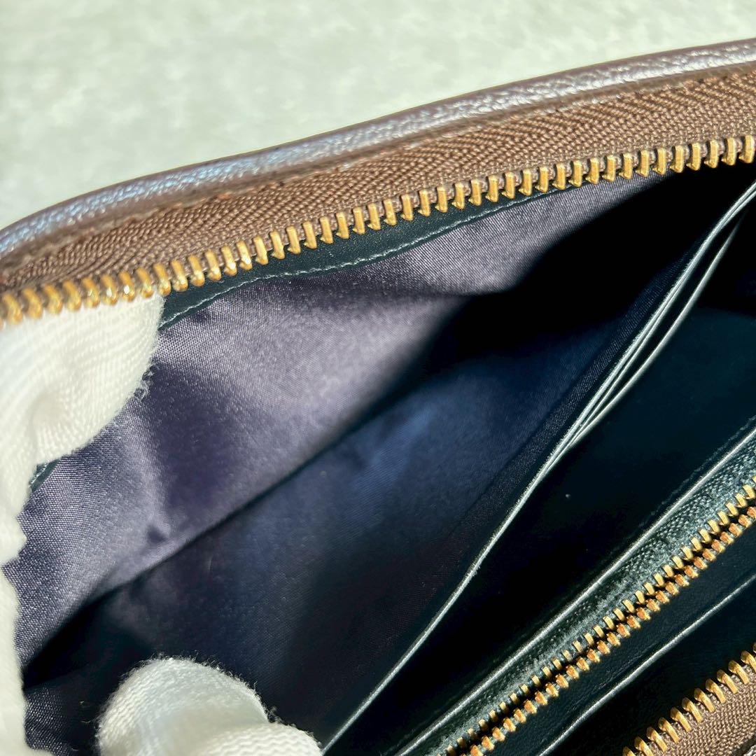 LOEWE ロエベ ブラウン レザー アナグラム　長財布　ラウンドジップ
