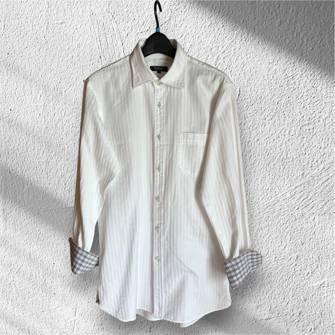美品 バーバリー ブラックレーベル 長袖シャツ ホワイト 袖口