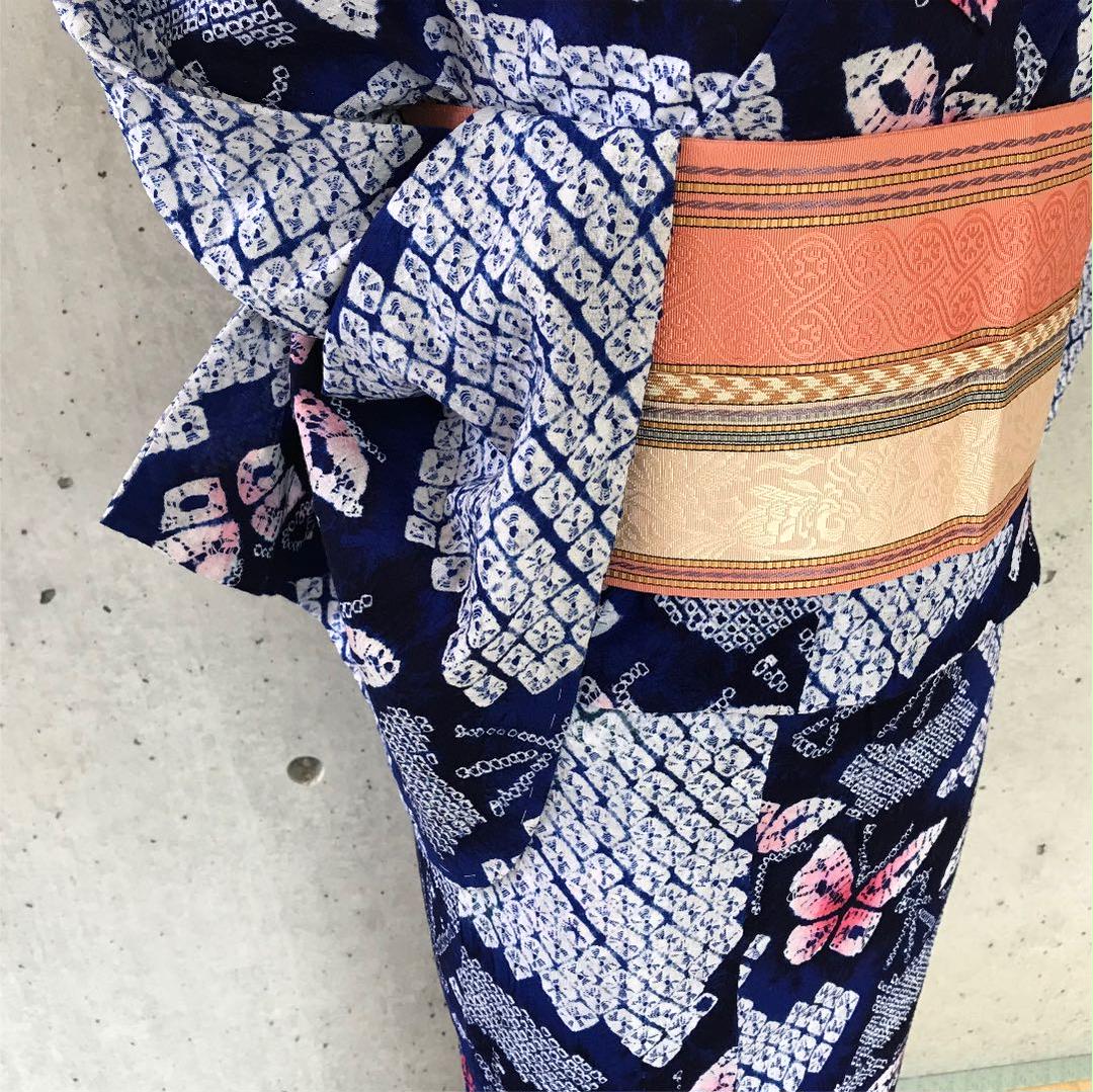 高級浴衣】有松絞り 蝶柄