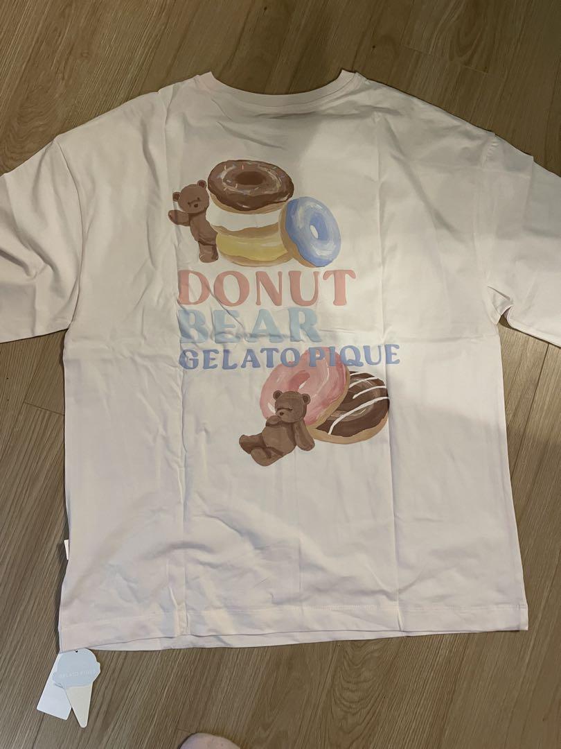 ジェラートピケ ドーナッツベア柄Tシャツ&ロングパンツ　セット