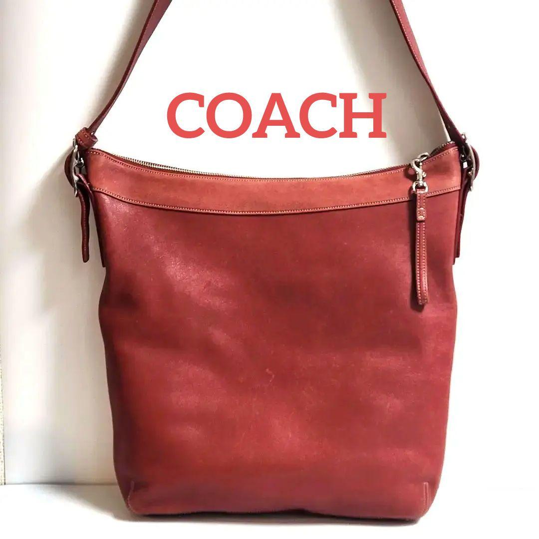 コーチ COACH ショルダーバッグ 大容量 レッド レザー