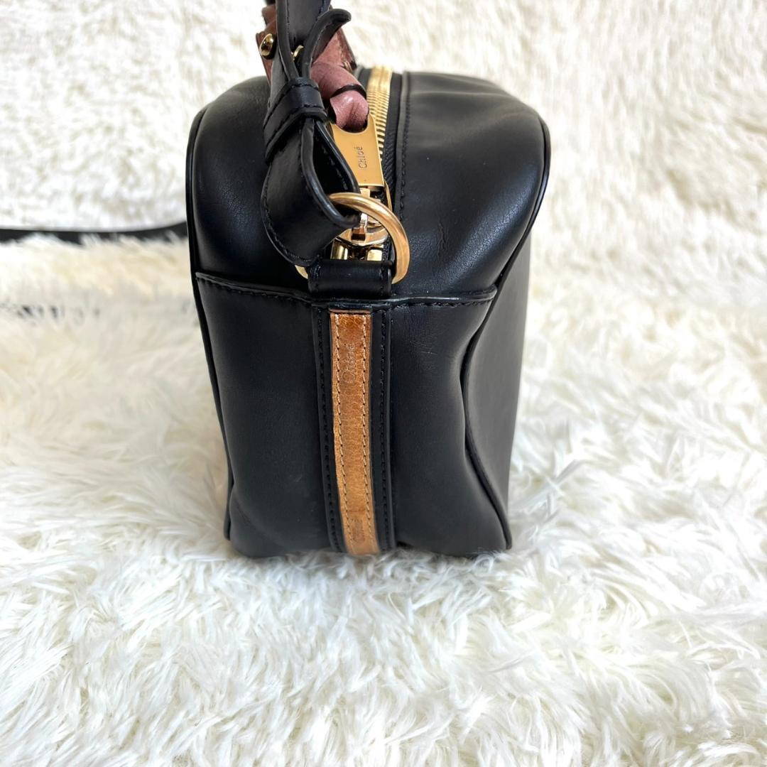 美品 Chloe クロエ ボディバッグ オールレザー ブラック ロゴ