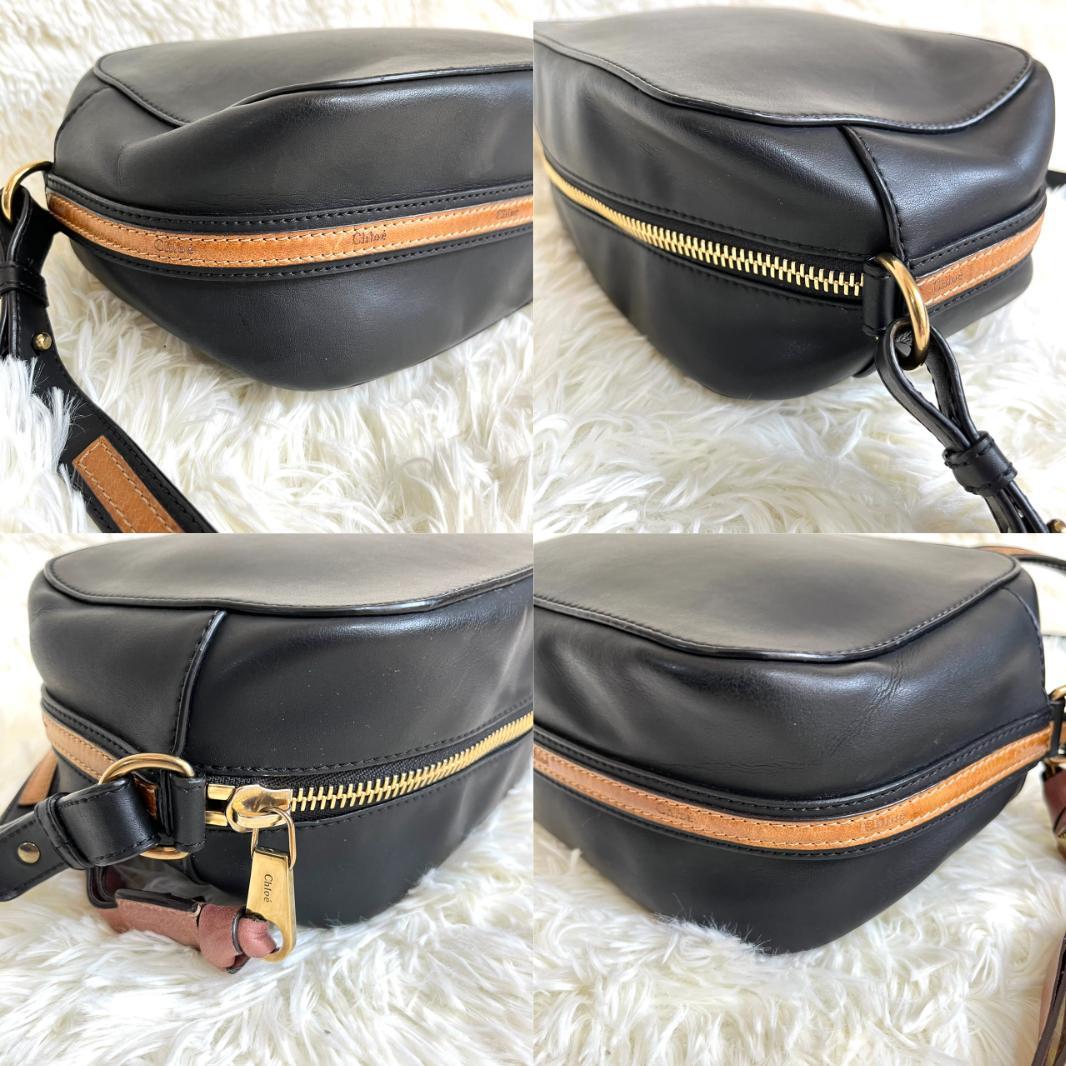 美品 Chloe クロエ ボディバッグ オールレザー ブラック ロゴ金具型押し