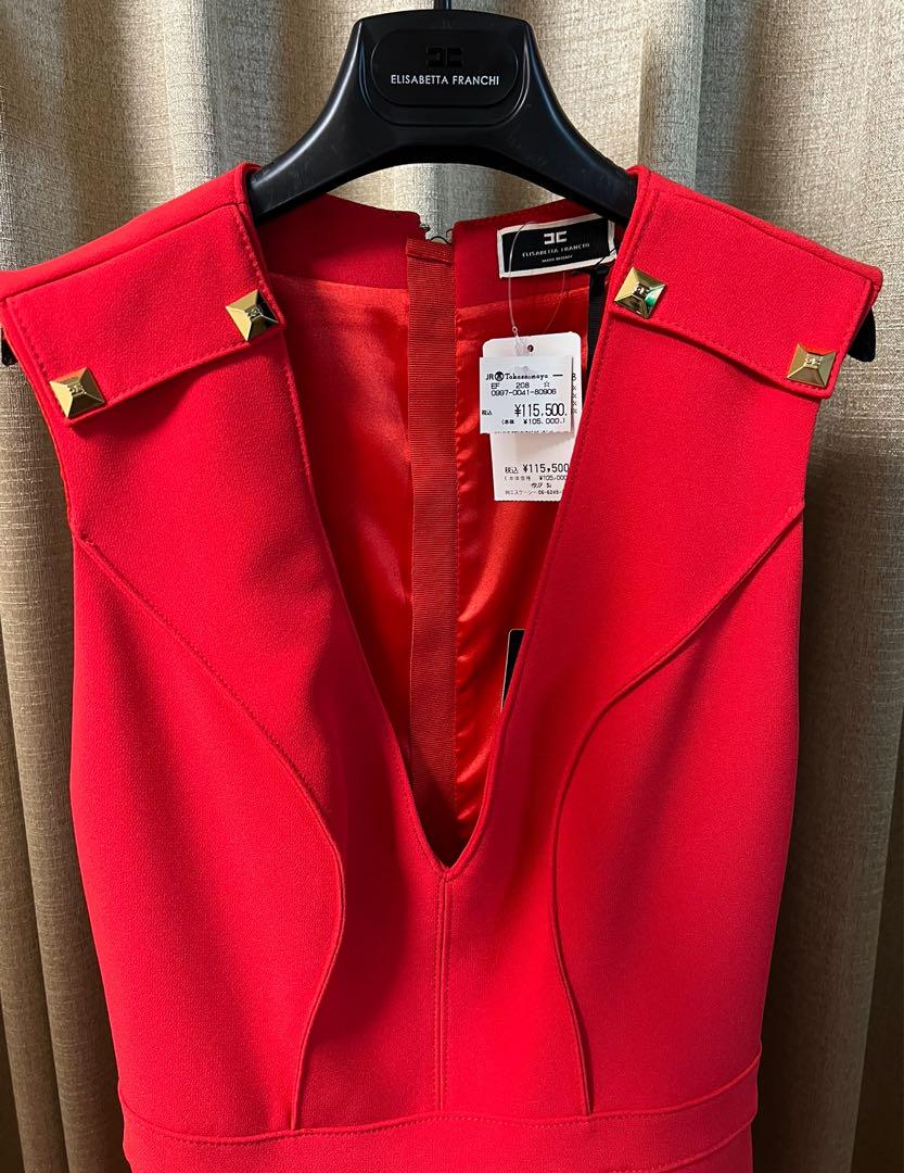 ELISABETTA FRANCHI】ベルト付きスタッズワンピース