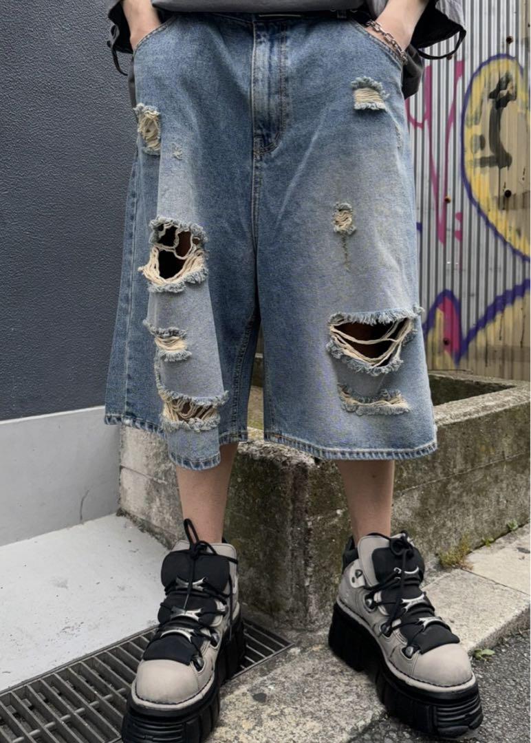 【XU DOG】damage denim shorts 2 (2color)