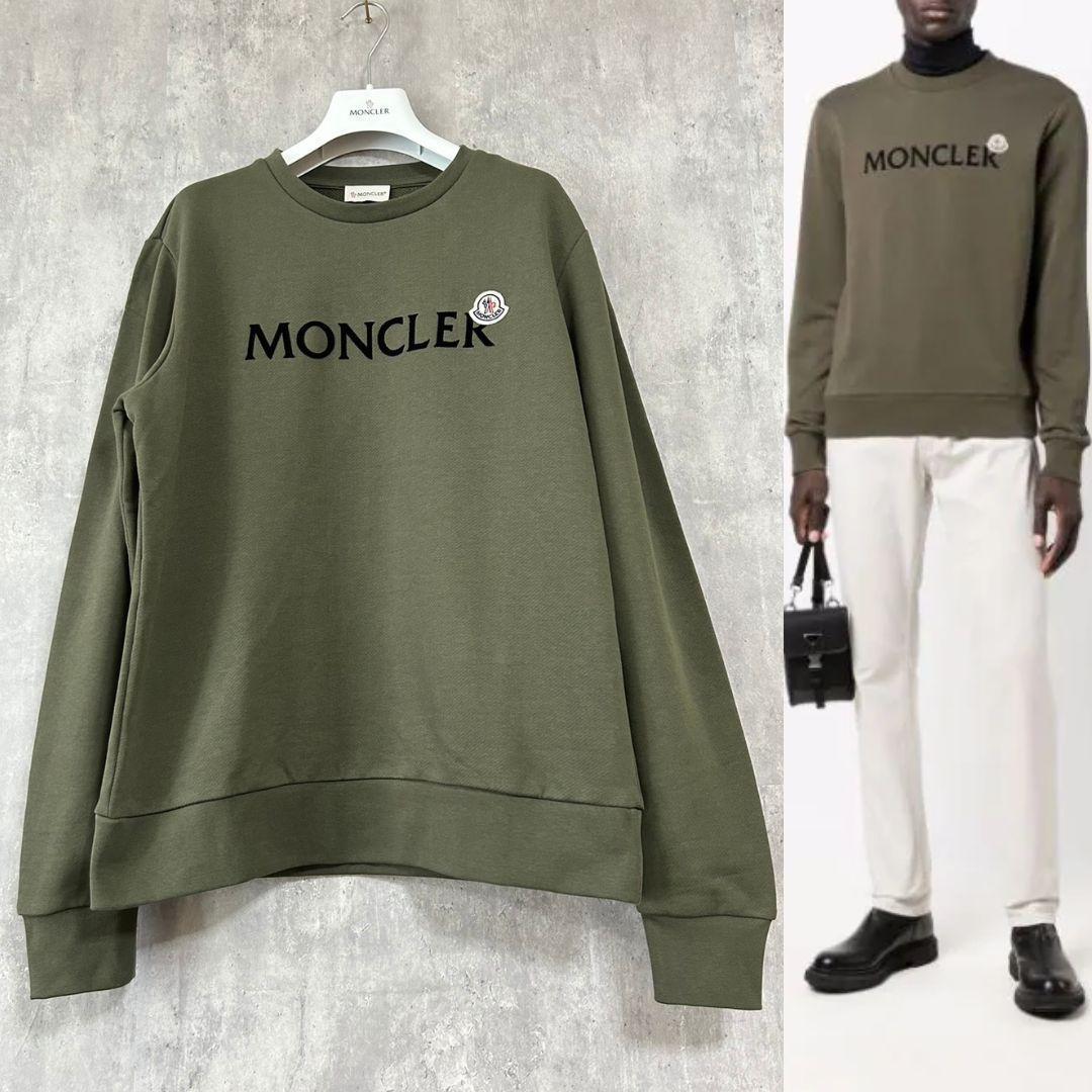 MONCLER ロゴパッチ スウェットシャツ S カーキ
