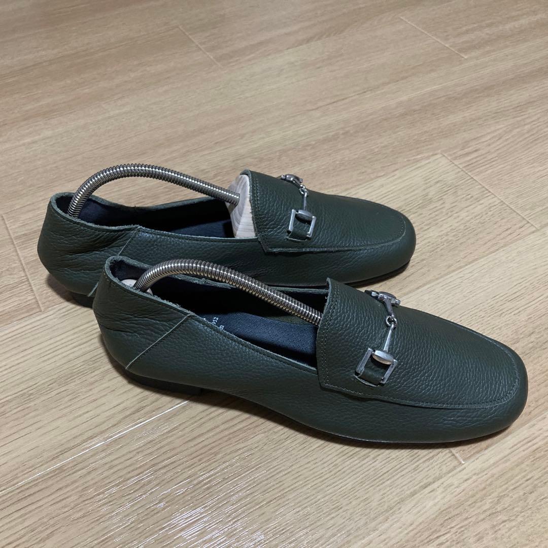 【新品】recipe 本革 ゆったりビットローファー 2way バブーシュ