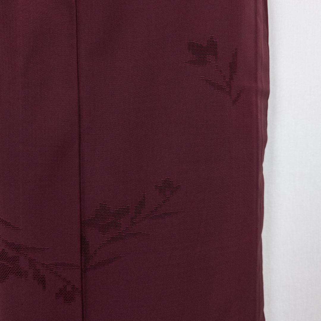 R7SK856 色無地 紋紗 夏物 薄物 えんじ色 ボルドー 花 シルク 着物