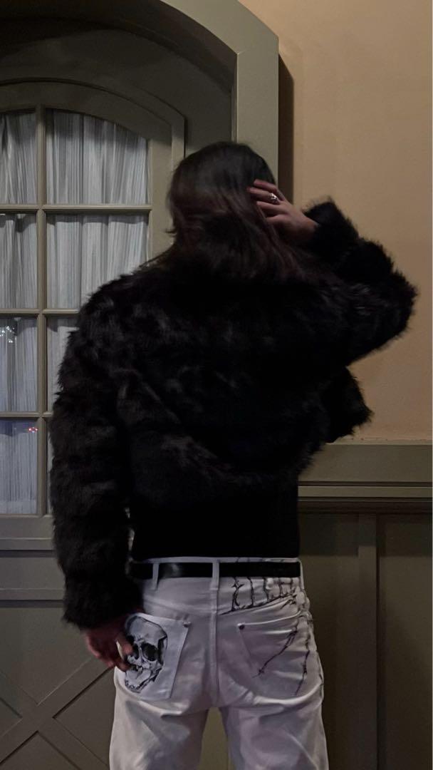 archive real black fur jacket y2k 短丈