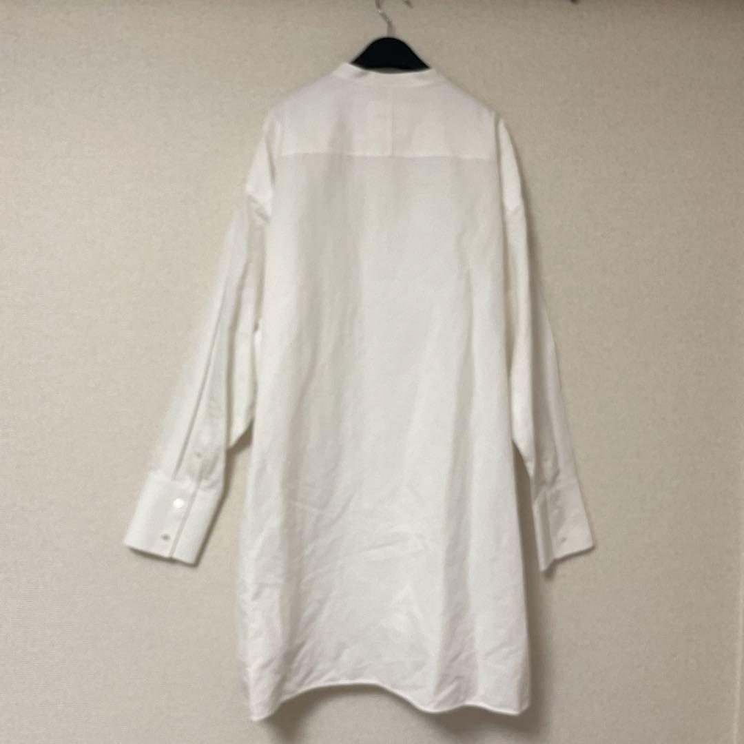JIL SANDER+ 白ノーカラーシャツ （メンズ）