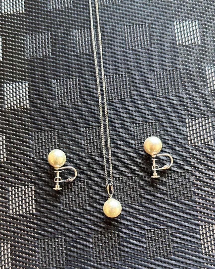 貝パール　3点セット　ネックレス(チェーン40cm)　イヤリング