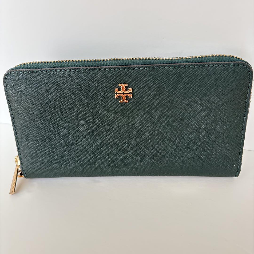 【日本未発売】トリーバーチ　エマーソン　深緑JITNEY GREEN 長財布